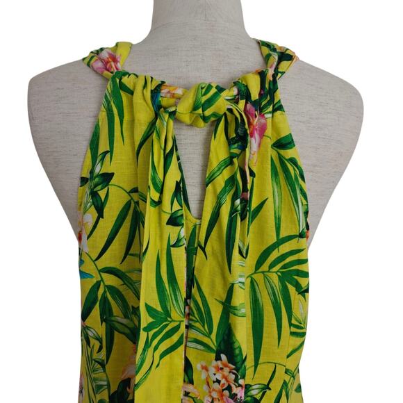Tommy Bahama Floral Print Halter Dress Size Large Linen Twist Front Tropical - Picture 7 of 10